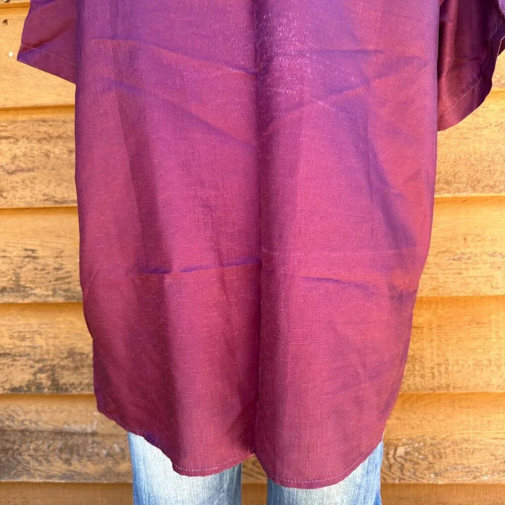 Miss Look Plumb Floral Top 957341 Button Detail Short Sleeve Blouse Shirt Size X - Picture 8 of 8